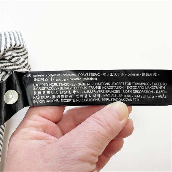 Zara Woman button front shirt blouse top striped boho embroidered beaded neutral - Picture 11 of 12